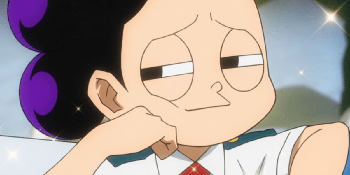 Minoru Mineta resting his cheek against his hand from My Hero Academia
