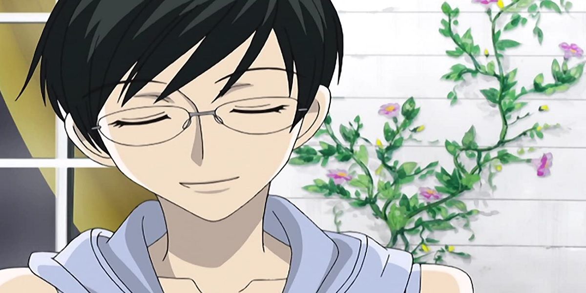 kyoya smiling with his eyes closed ouran