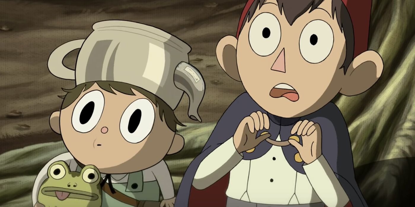 A Over the Garden Wall still shows Wirt and Greg with startled expressions
