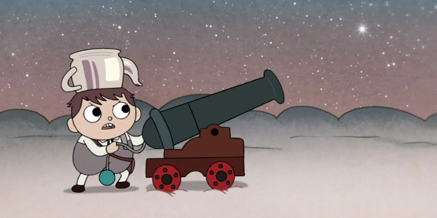 Greg with a canon in Over The Garden Wall