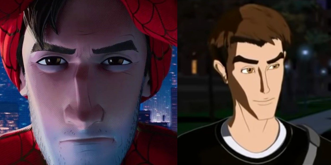 Peter Parker from Spider-Man The New Animated Series vs. Peter B from Into the Spider-Verse