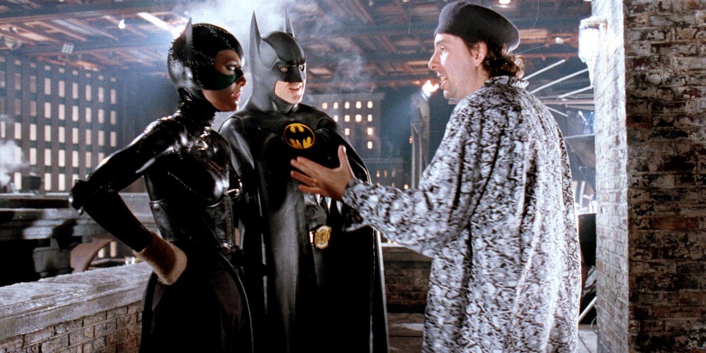 Michelle Pfeiffer, Michael Keaton and Tim Burton on Batman Returns set