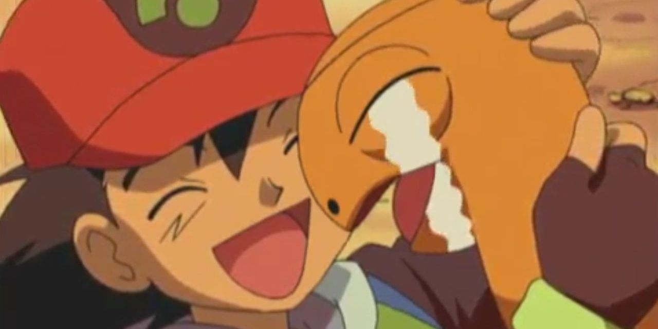 Anime Pokemon Ash Laughs With His Torkoal