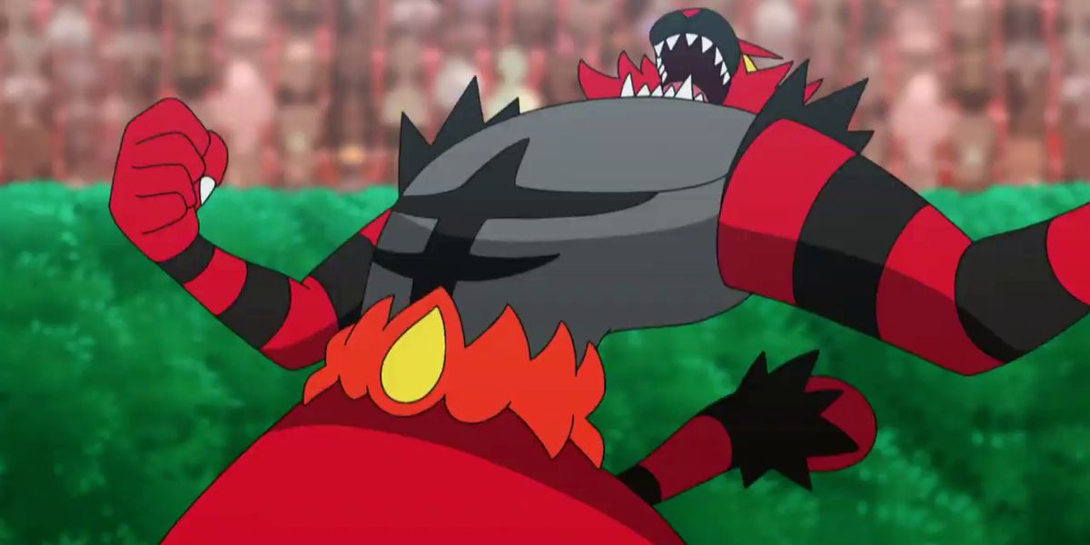 Ash's Incineroar growling in Pokémon.