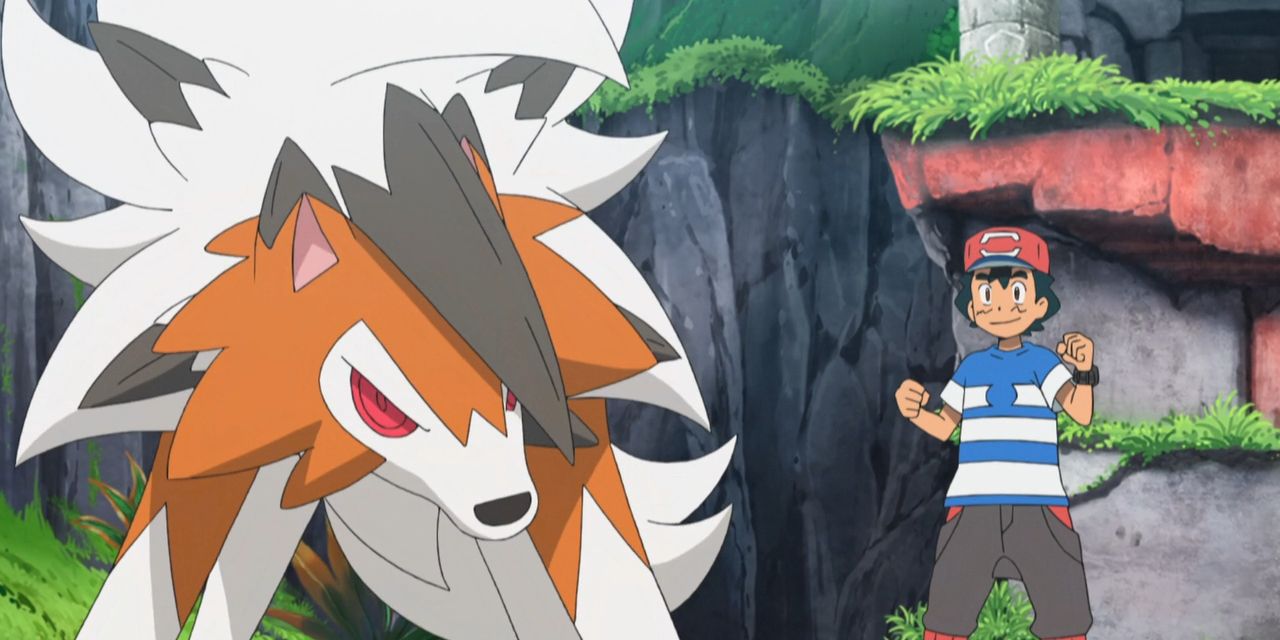 Ash's Lycanroc's eyes glow red when angry in the Pokemon Sun & Moon anime