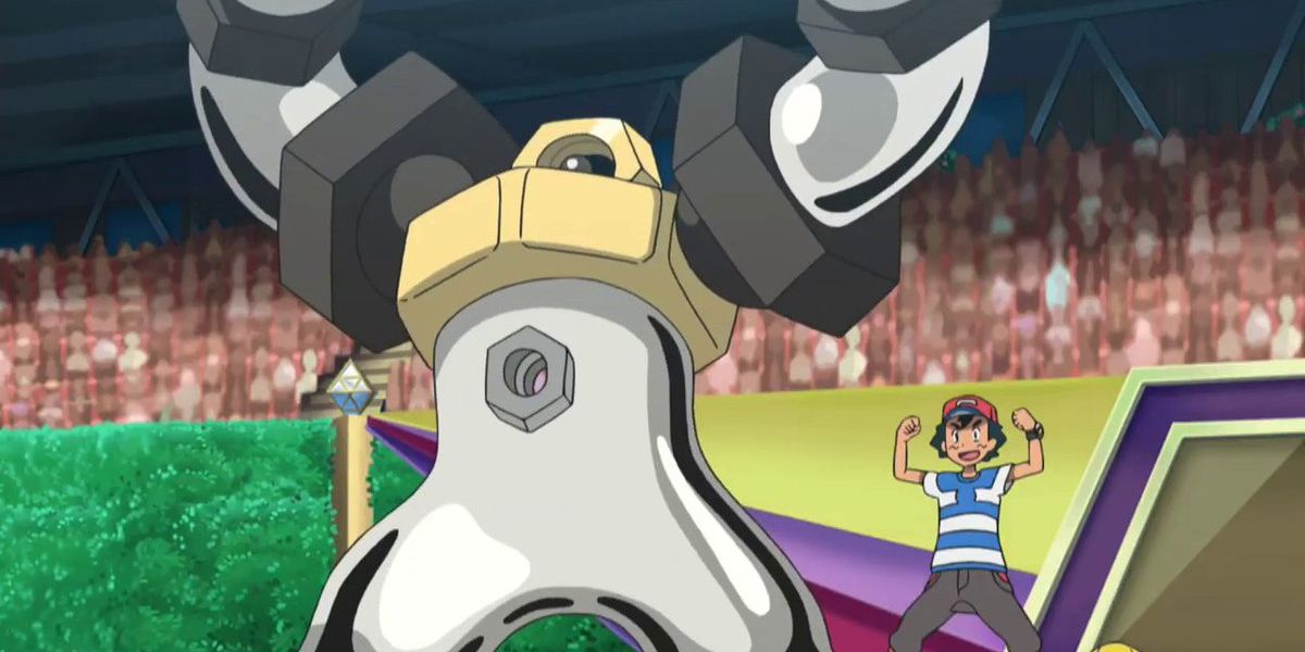 Ash and his Melmetal Cheer in the Pokemon anime