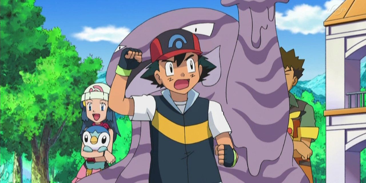 Ash's Muk embraces him at home in Pokemon Anime