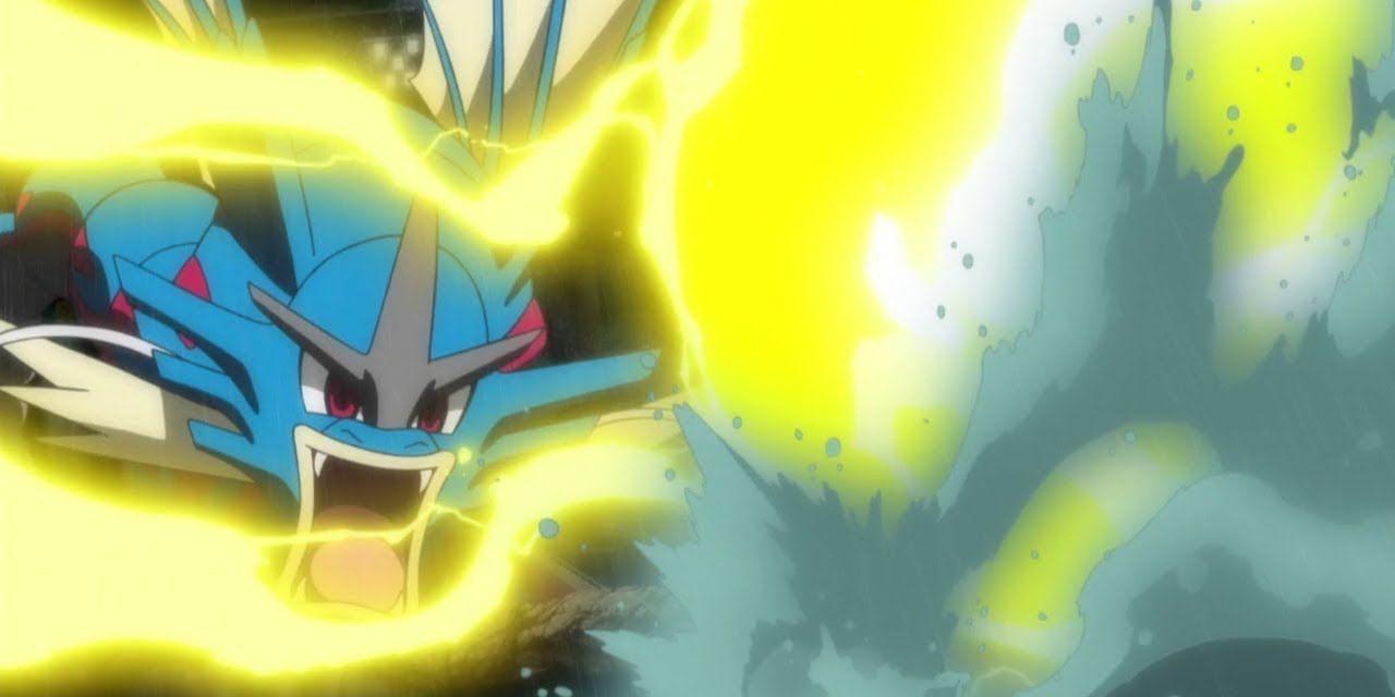 Anime Pokemon Pikachu Electrocutes Misty's Mega Gyarados
