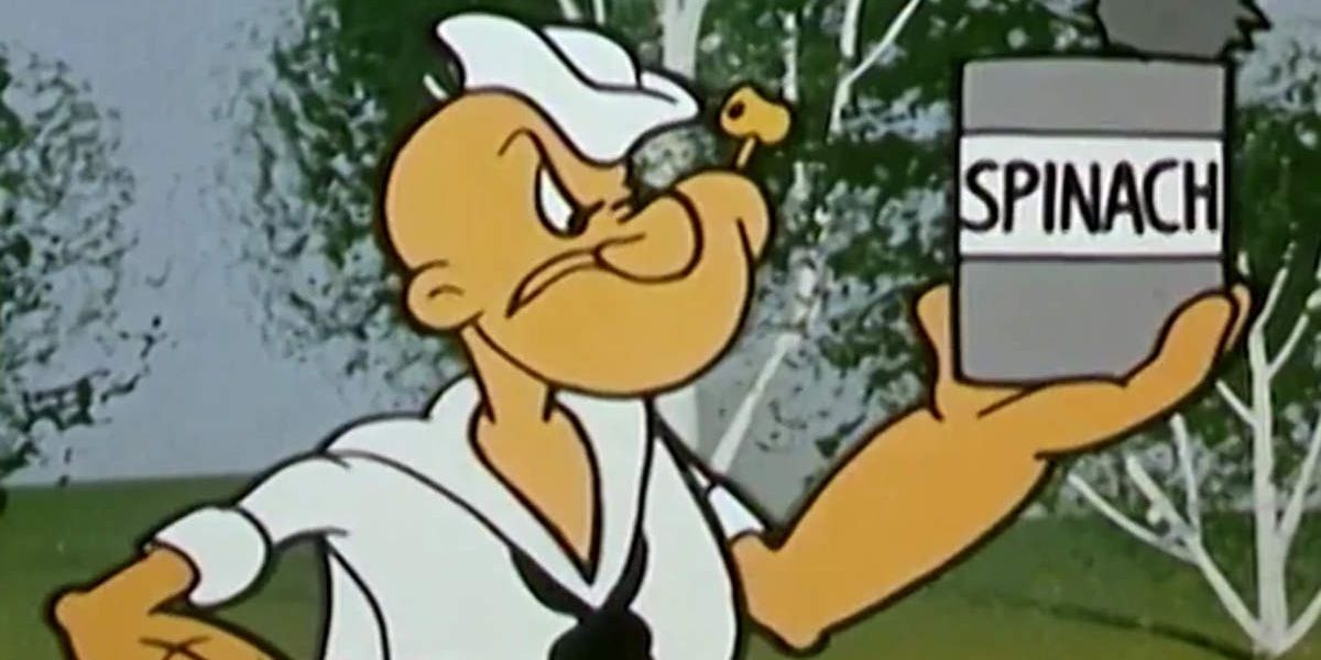 Popeye holding a can of spinach