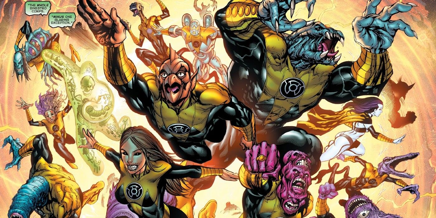 A group of Yellow Lanterns attacking the innocent aliens of the universe