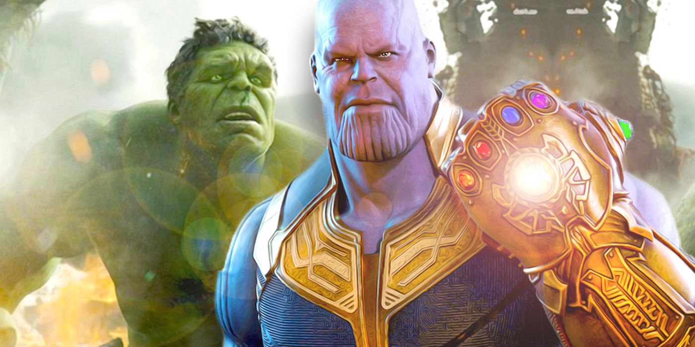 Thanos uses the Infinity Gauntlet to Scare Hulk