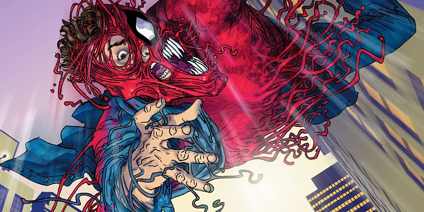 Patrick Mulligan falling as the Toxin symbiote takes over