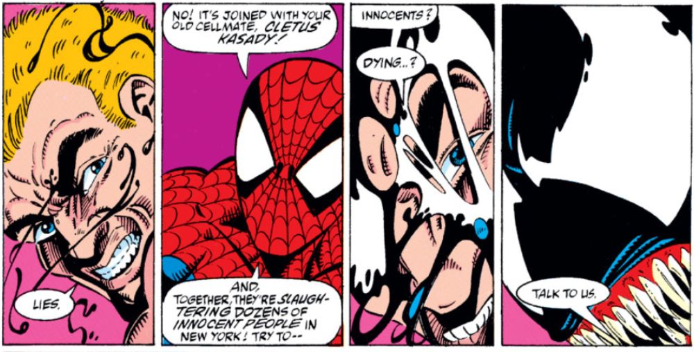 Spider-Man convinces Venom to help him fight Carnage