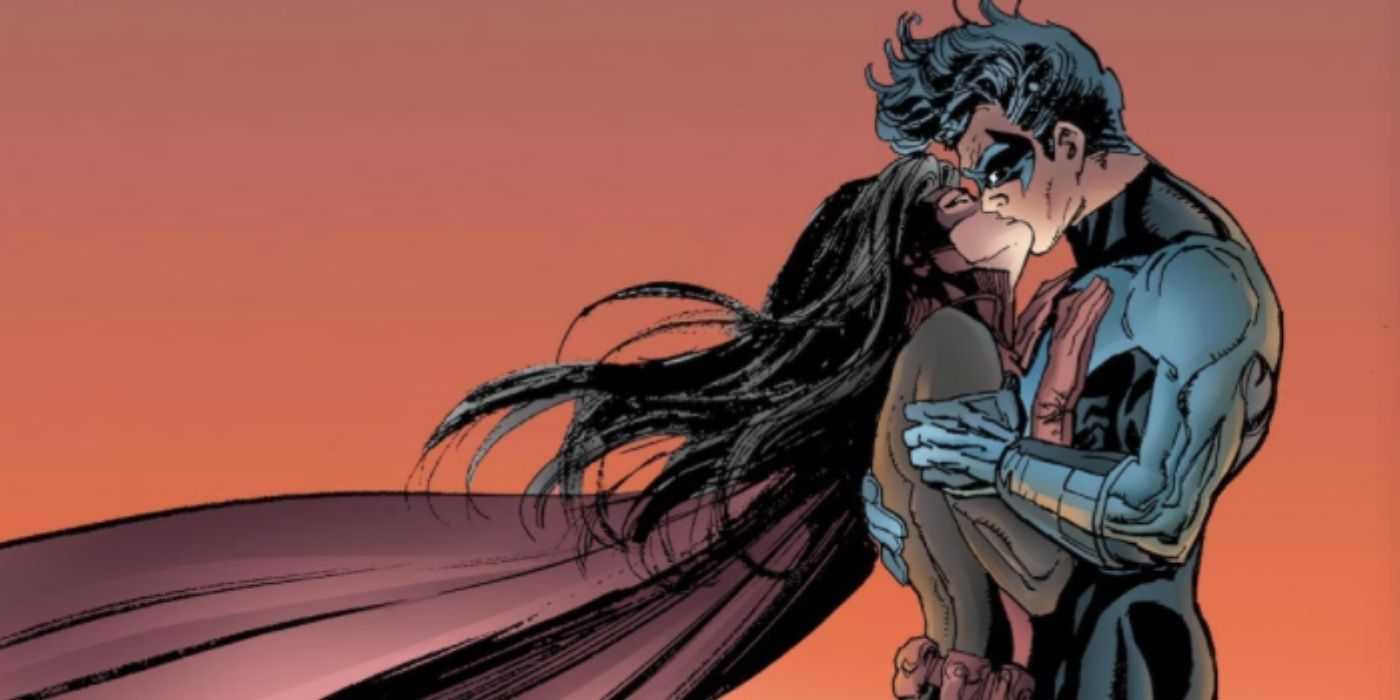 Dick Grayson kisses Helena Wayne