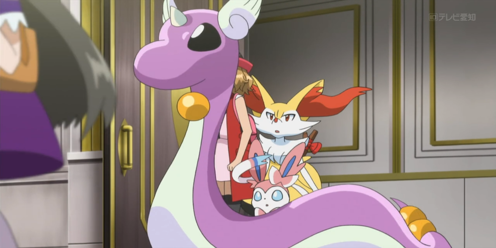 Un Dragonair Shiny en el anime Pokémon.