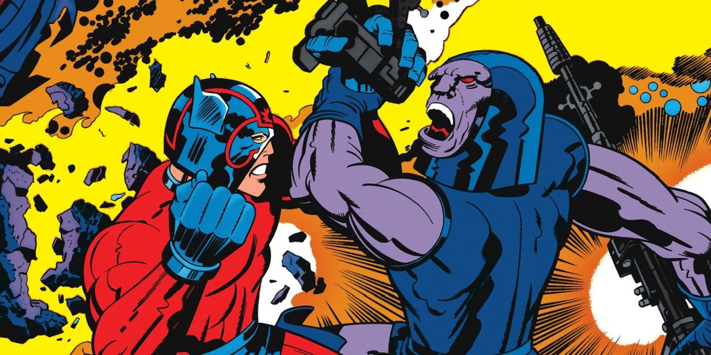 Darkseid battles Orion over Apokolips