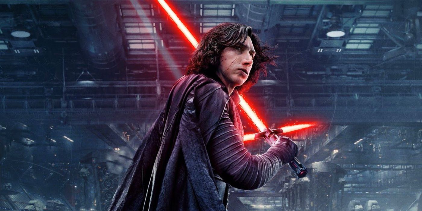 kylo ren wielding his red saber