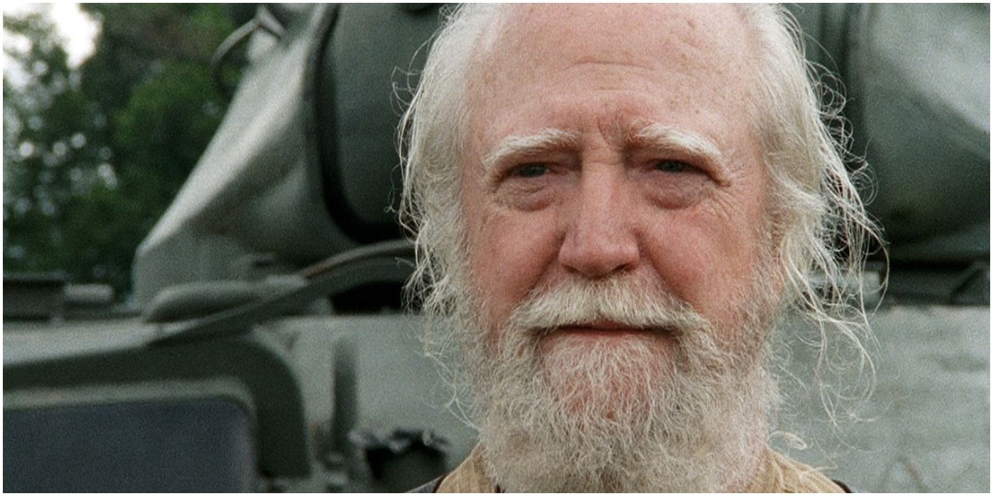 Hershel Greene (Scott Wilson) smiling moments before his death.