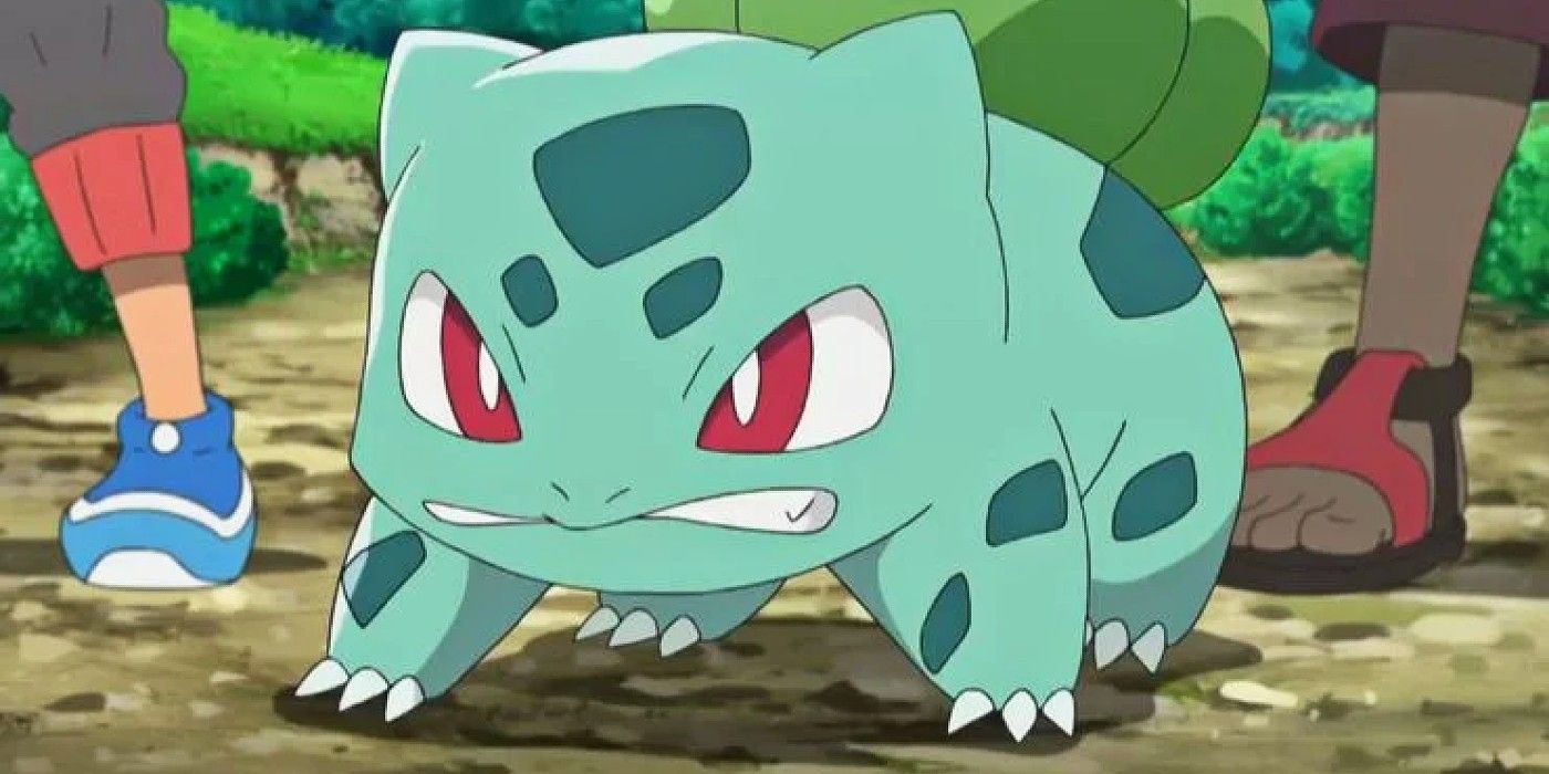 Bulbasaur growling angrily in Pokemon