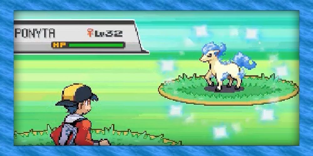A Player Encountering Shiny Ponyta In Wild in Pokemon HeartGold and SoulSilver