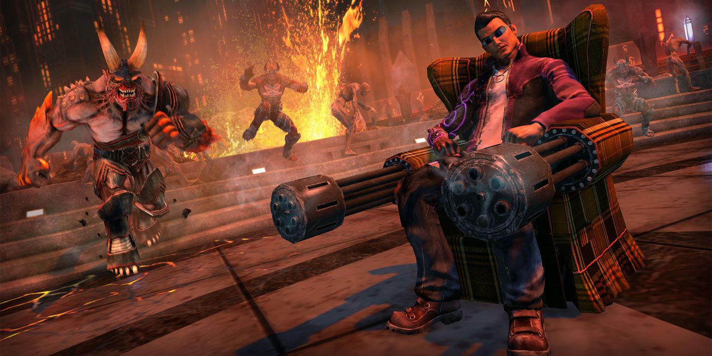 Johnny Gat Riding a Custom Car in Saints Row: Gat Out of Hell