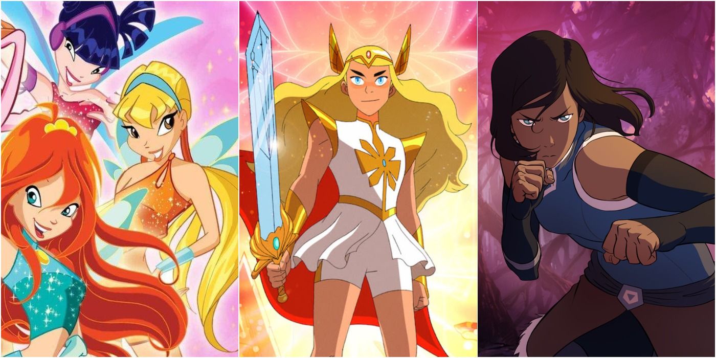 collage of She-Ra, Winx Club and Legend of Korra key art