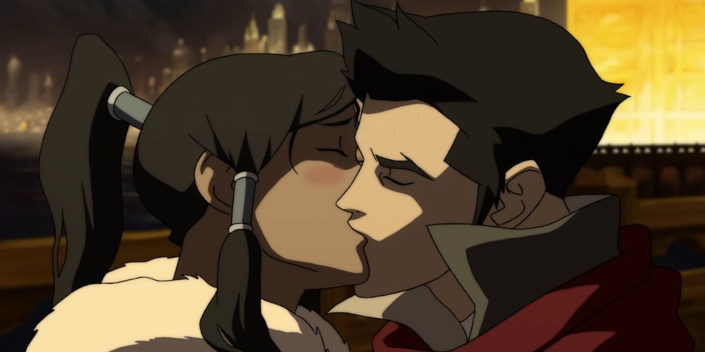 Mako and Korra kissing