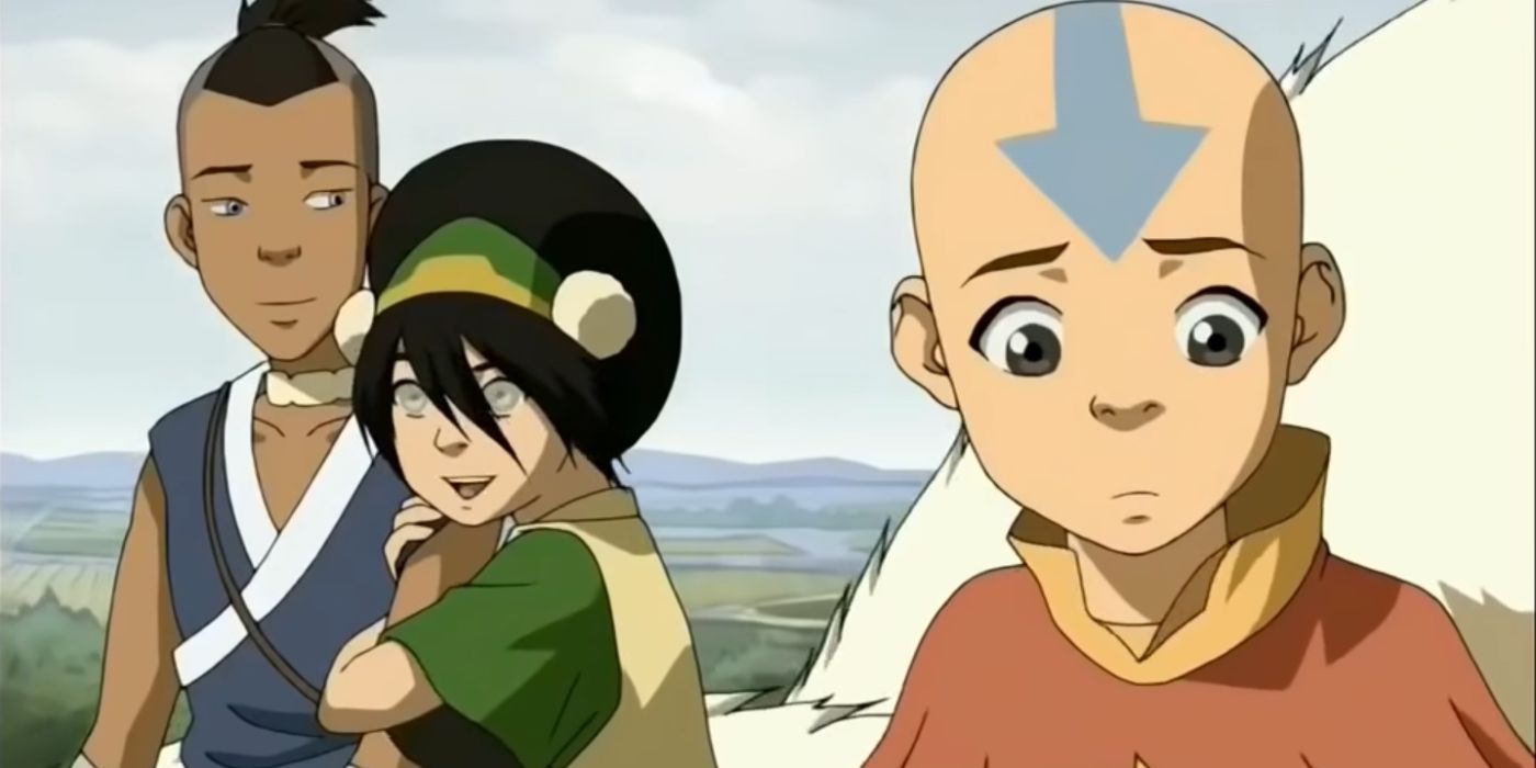 Sokka Toph and Aang