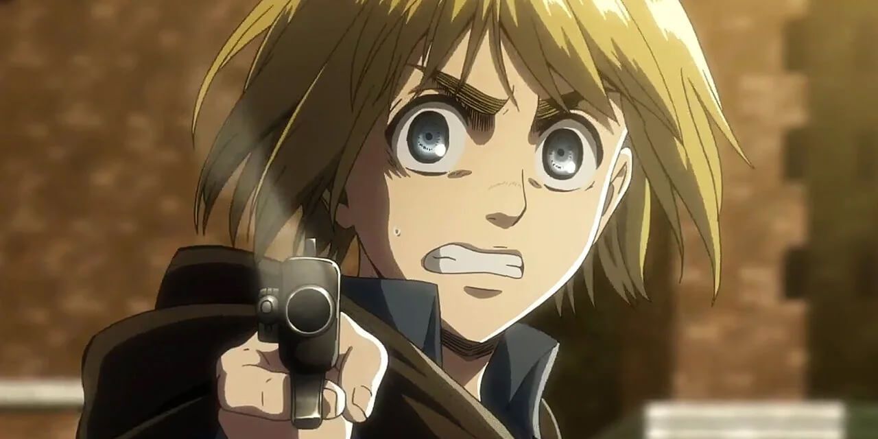 Armin holding a gun