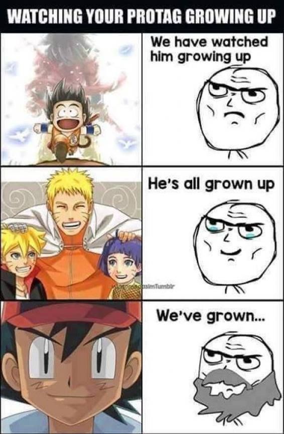 Anime Characters Growing Up (Except Ash) Meme, Pokemon