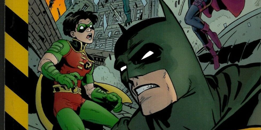 Batman and Robin on the cover of Batman: Cataclysm facing and earthquake in DC Comics