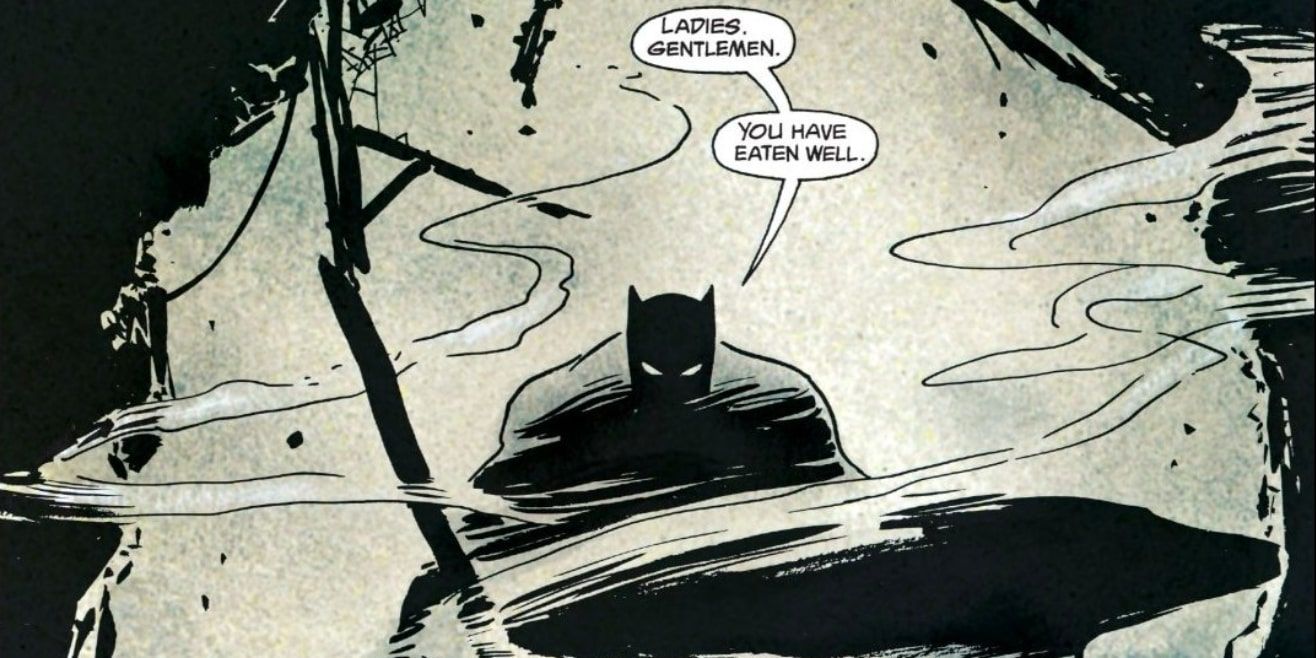 Batman in smoke and shadow in Batman: Year One
