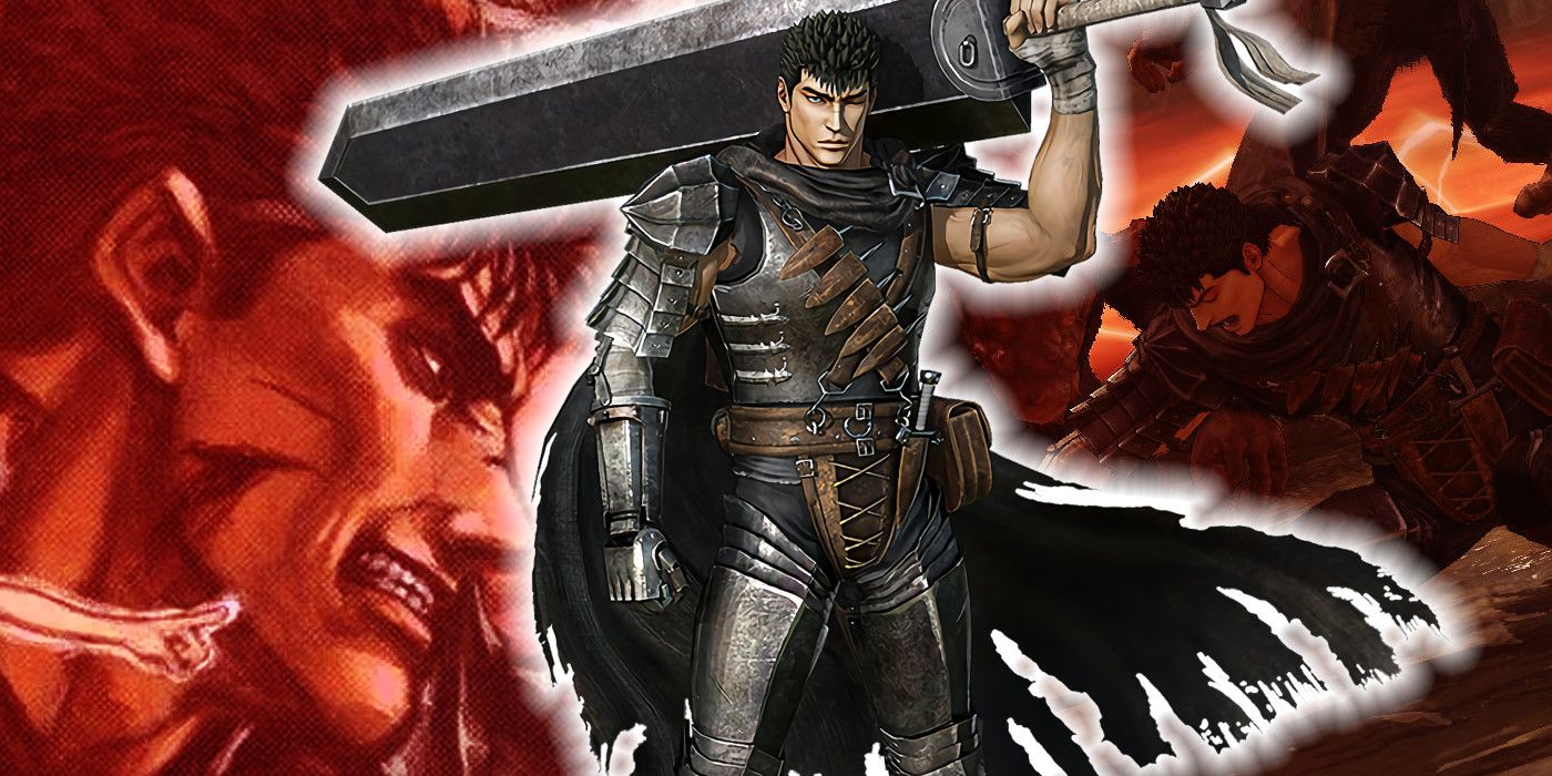 An image featuring the Berserk game with Guts in the center.
