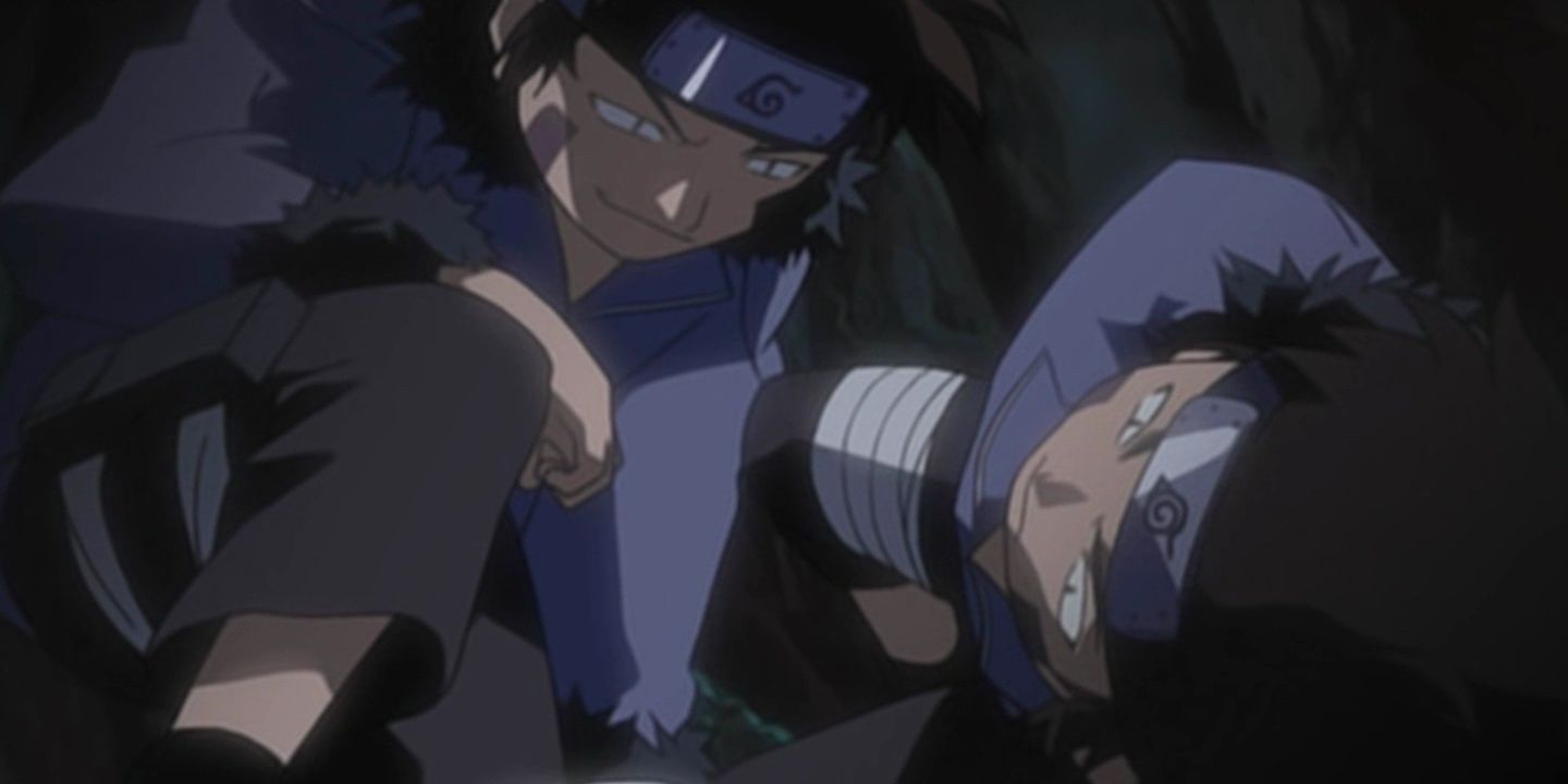 Kiba and a clone in the Buried Gold Excavation Mission in Naruto