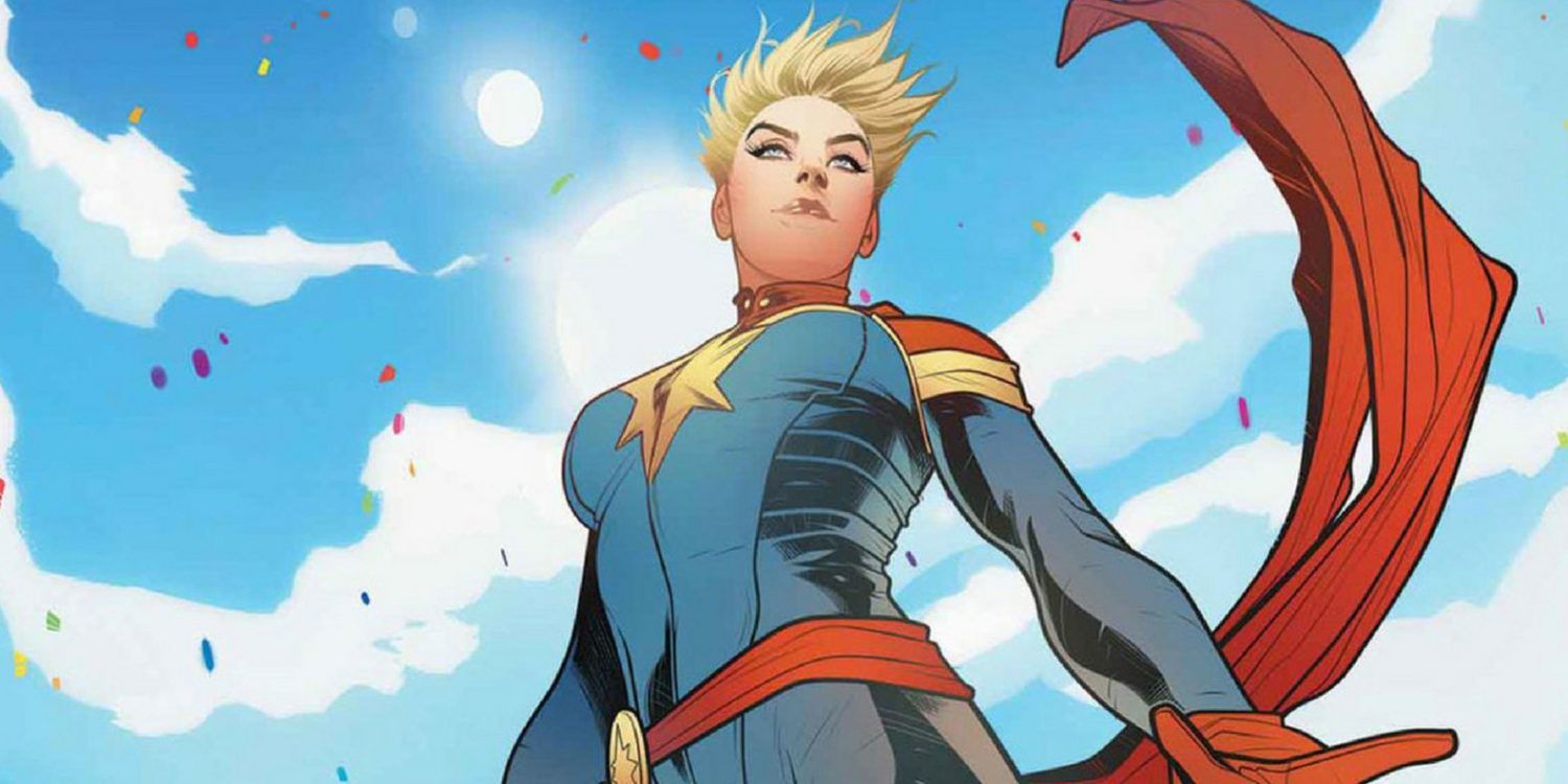 Carol Danvers' Captain Marvel flying in Marvel Comics