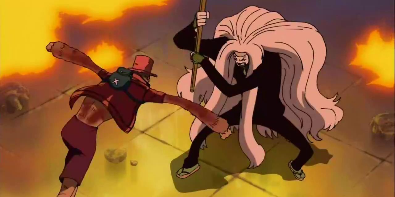 Chopper uses Jumping Point against Kumadori in One Piece anime.