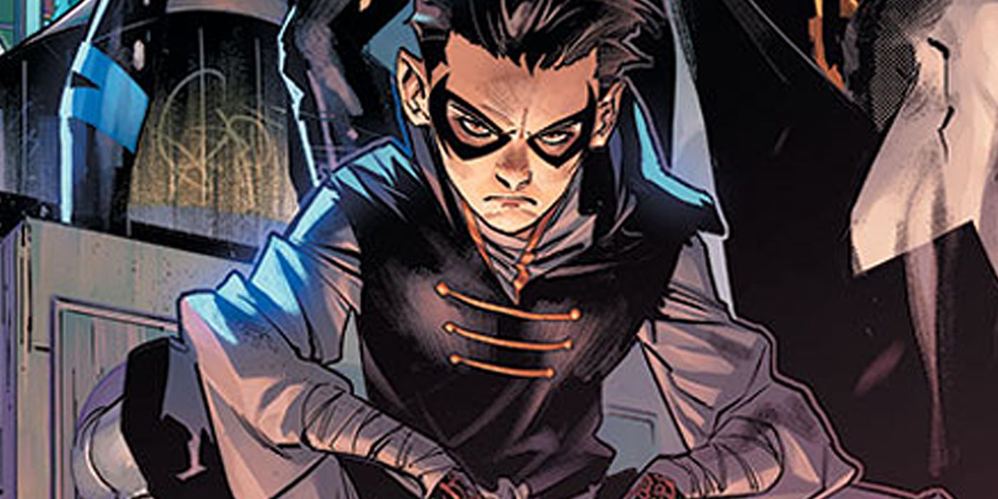 Damian Wayne in his infinite frontier costume.