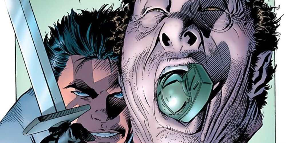 Damian Wayne with The Spook's head in the DC Comic Universe