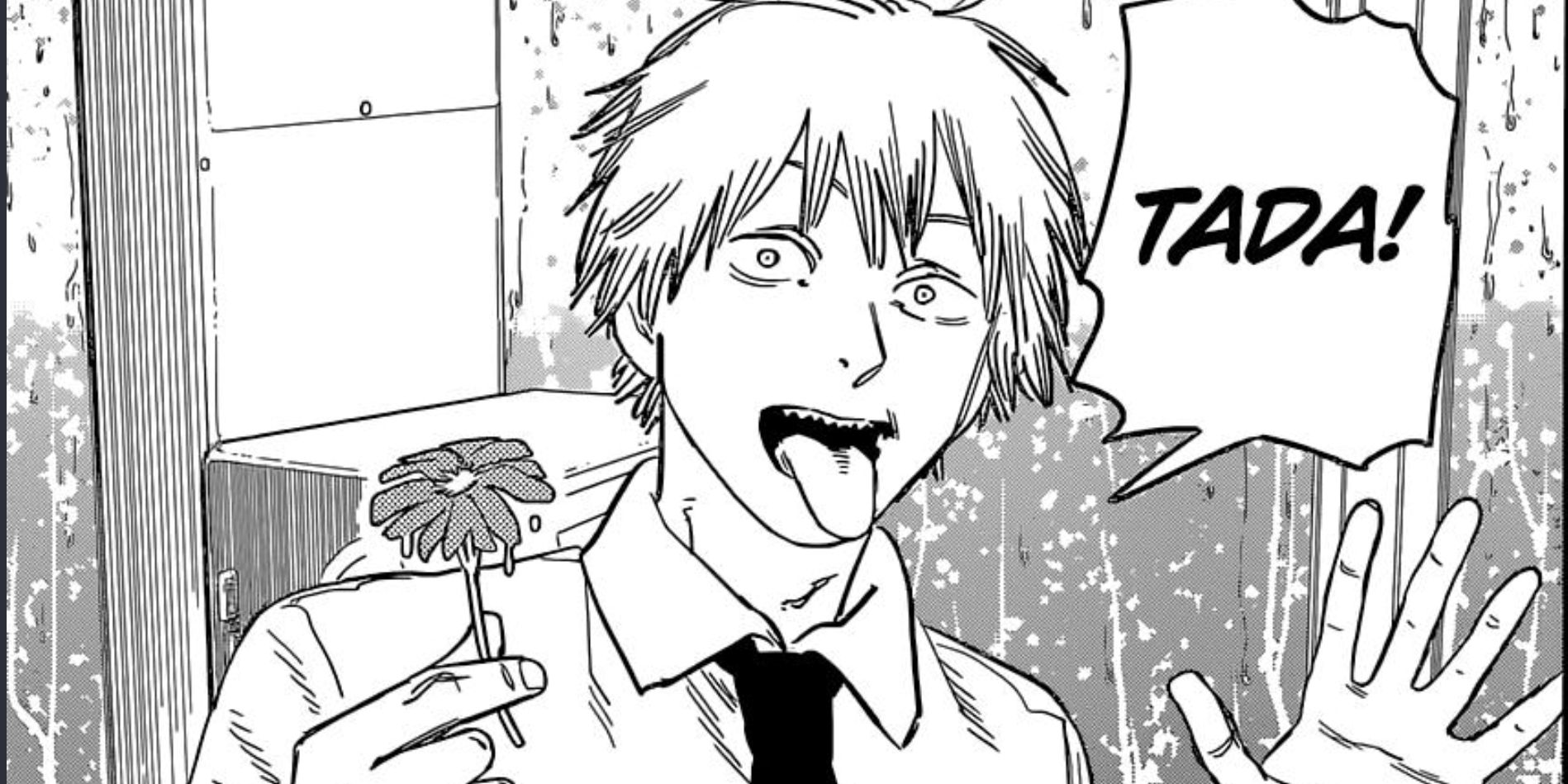 Denji with his tongue out Chainsaw Man manga