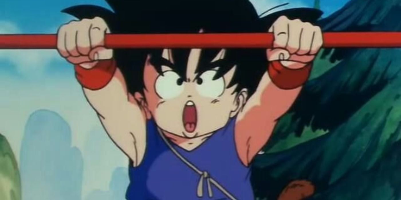 Goku showing his strength as a child.