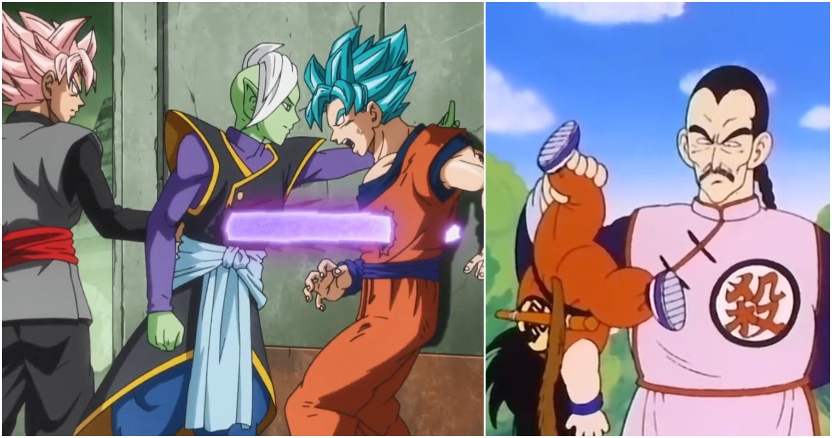 Featured - Goku Stabbed By Goku Black and Held by Mercenary Tao - Dragon Ball