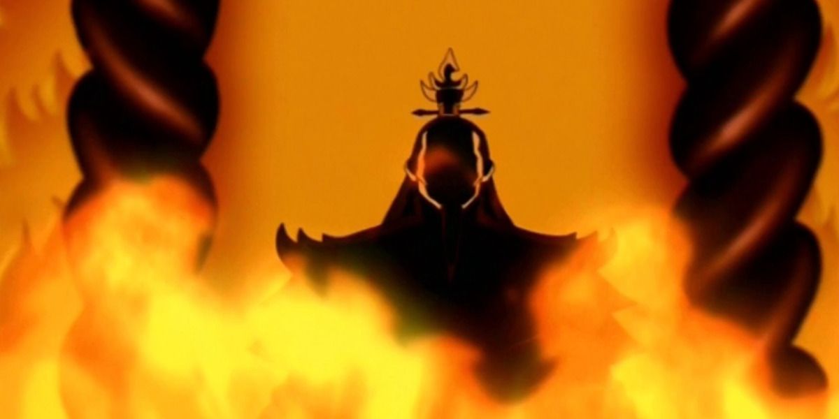Fire Lord Ozai's silhouette in the Fire Nation palace.