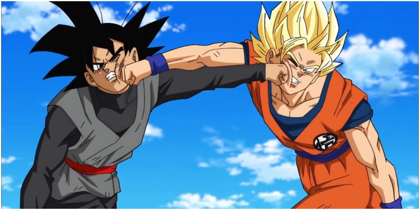 Goku and Goku Black Punch Each Other At The Same Time