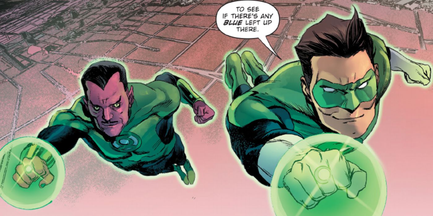 Hal Jordan and Sinestro and Green Lanterns in DC Comics