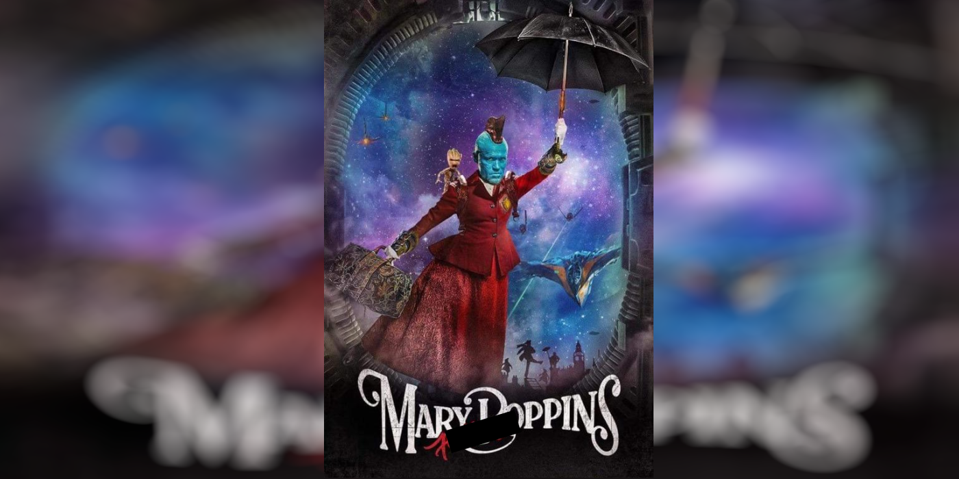 a meme of yondu's photoshopped onto mary poppins' body