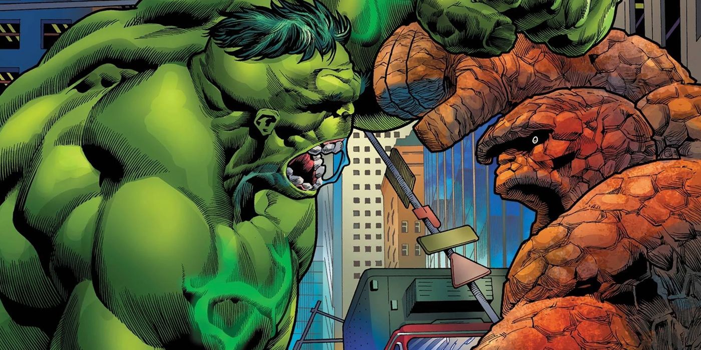 Immortal Hulk fighting the Thing in Marvel Comics