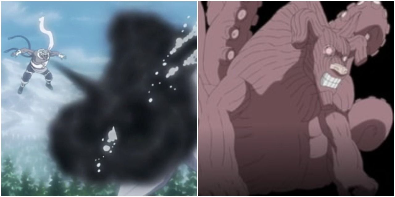 Killer Bee and Gyūki using the Ink Creation Just on an opponent (Naruto)