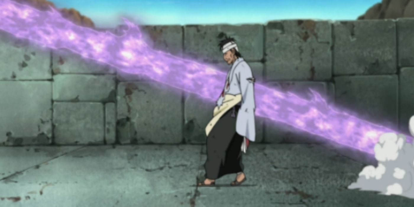 Sasuke attacks Danzo with the Izanagi in Naruto Shippuden.