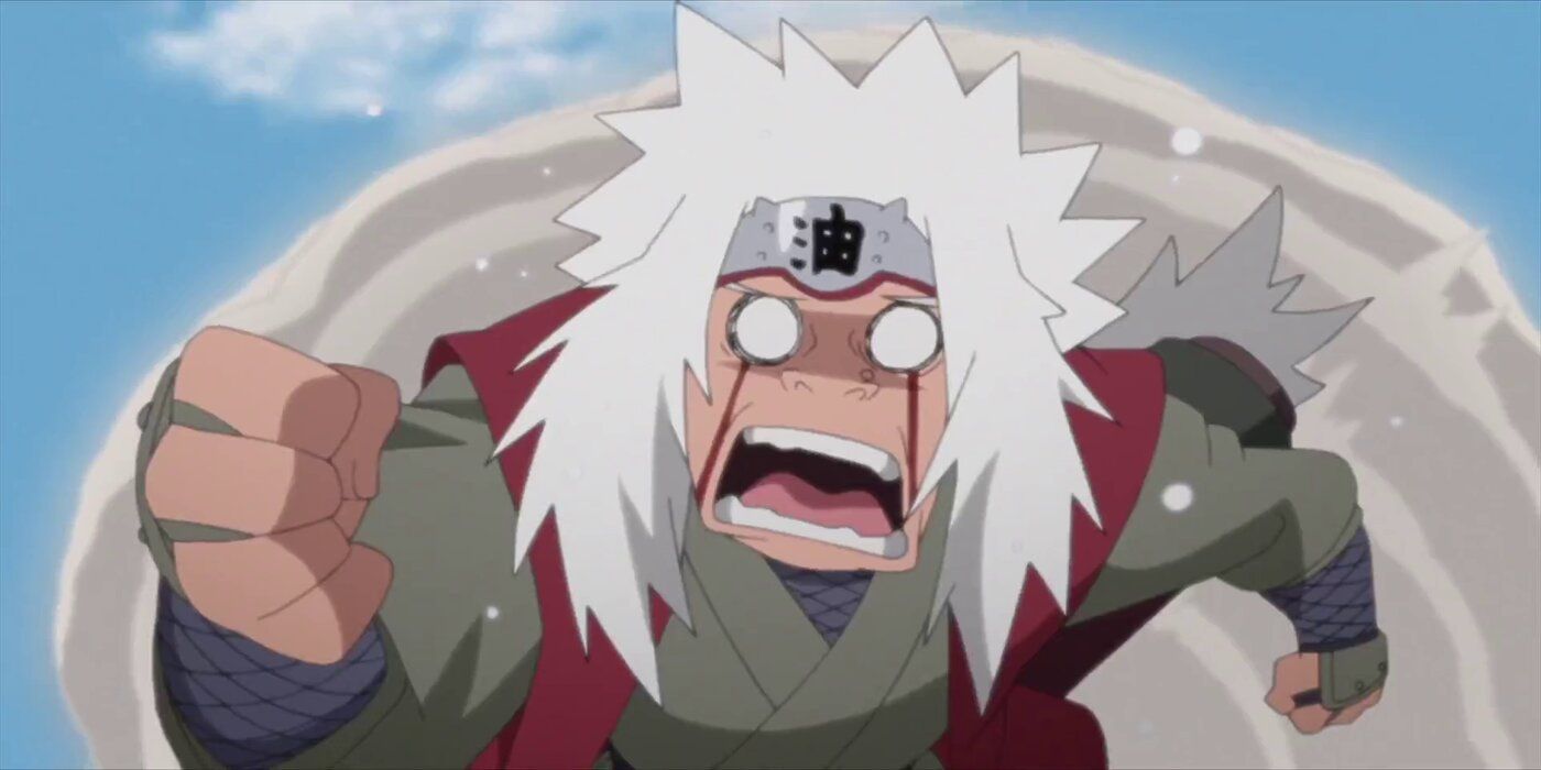 Jiraiya running away in Naruto Shippuden.