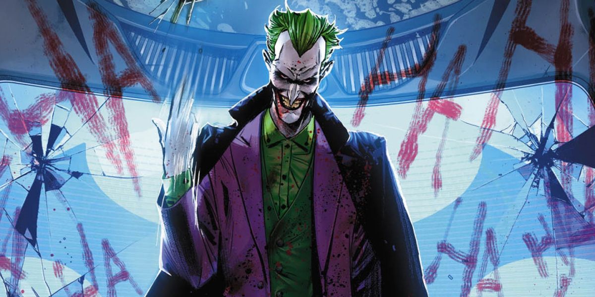 The Joker walks out of trashing the Batcave preparing for war on the Dark Knight.
